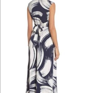 ELIZA J Brush Print Jersey Maxi | Blue floral
